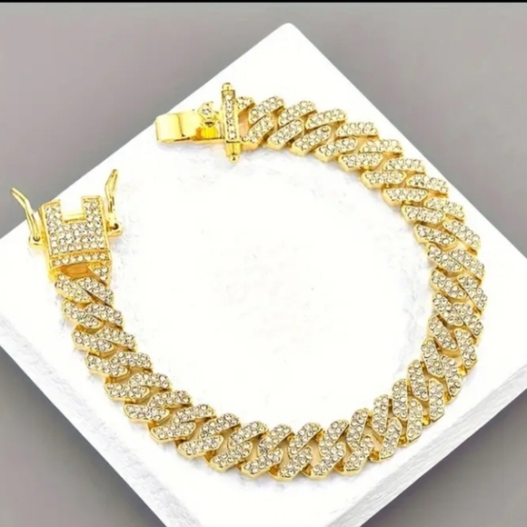 12mm. Electroplated Hip Hop Iced Out Bracelet For Men or Women 9.06 in. - Picture 3 of 11